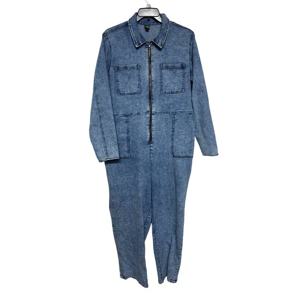 Women's Long Sleeve Denim Jumpsuit - Wild Fable Blue XXL - Picture 1 of 7